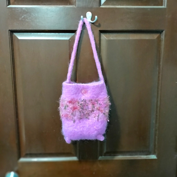 Purple Fringe wool purse - Picture 1 of 4